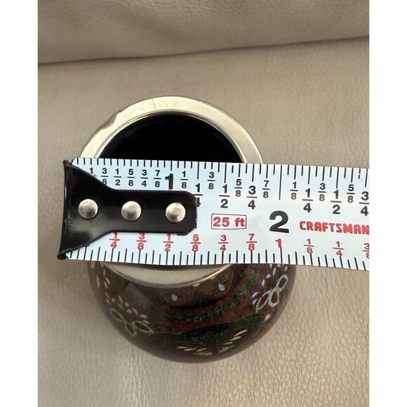 Japanese CLOISONNE Bud Vase Red Brown Gold Fleck Phoenix Bird Kyoto Butterfly - Picture 3 of 16